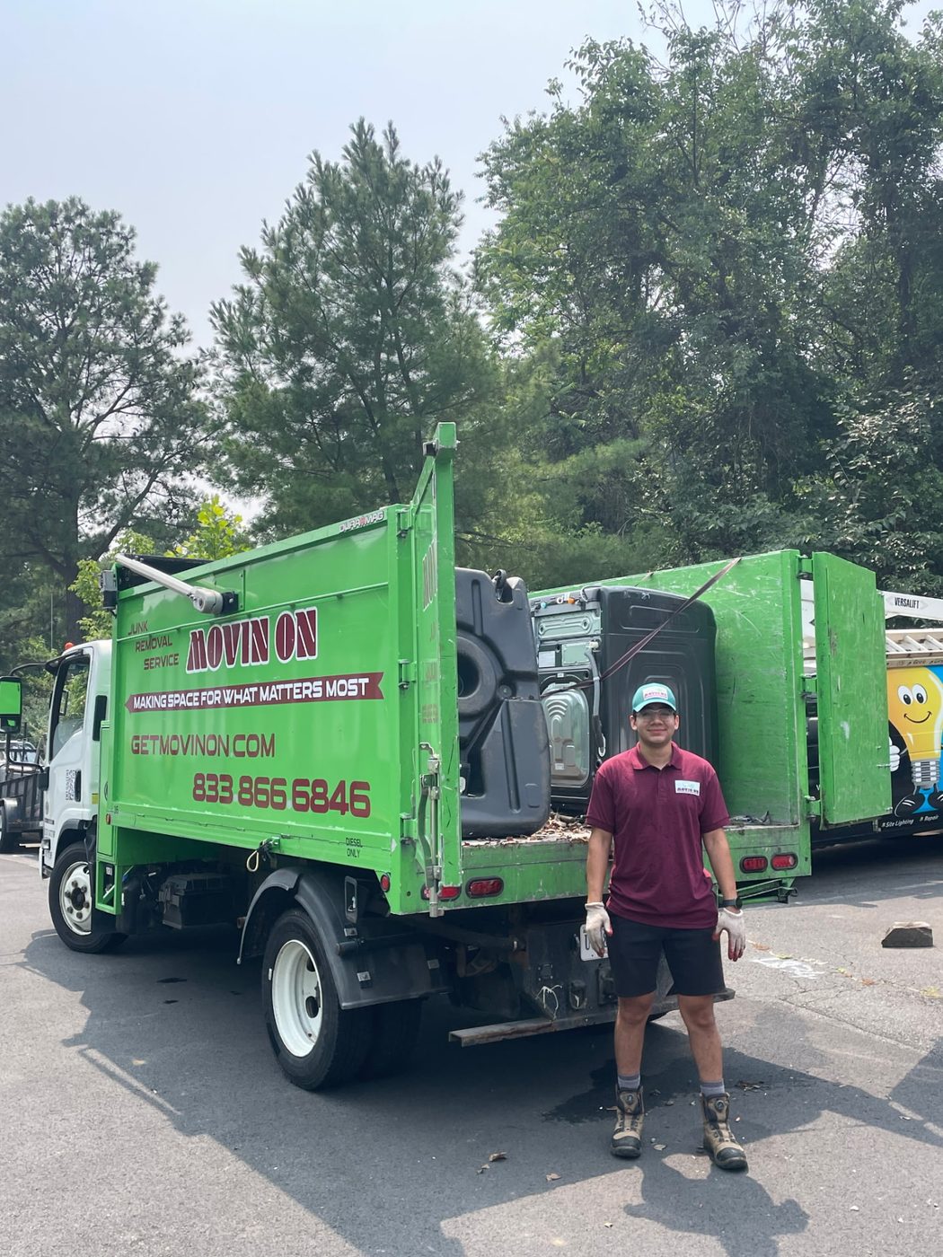 Movin On junk removal truck loaded up