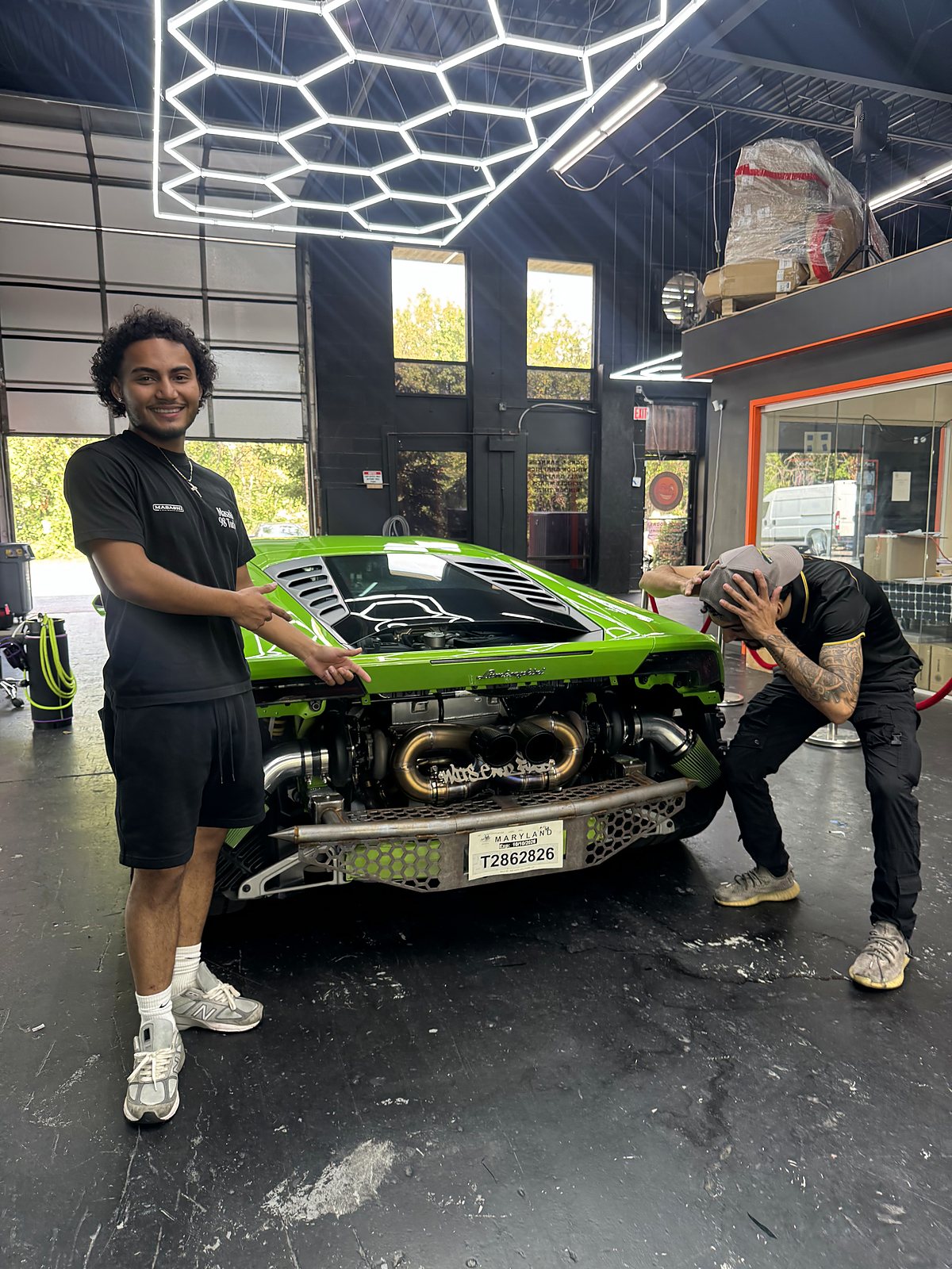 The OGG LLC team with a twin-turbo Lamborghini build